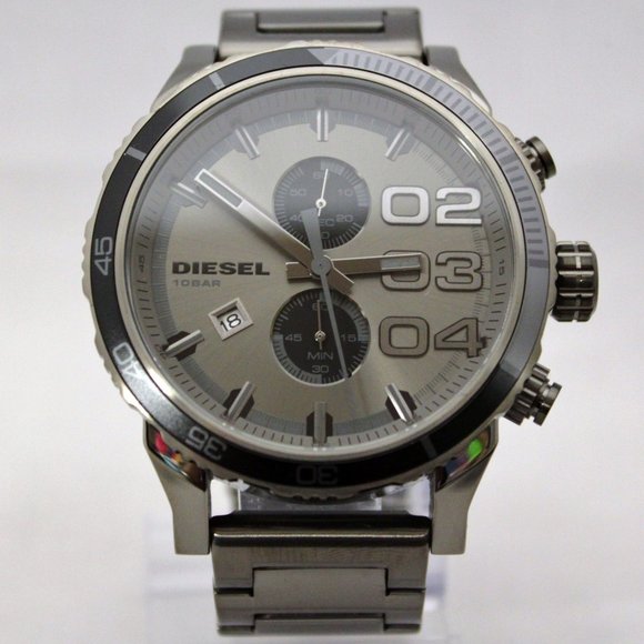 New Diesel DZ4314 Double Dawn 10-Bar Multifunction Gunmetal Black Men Watch